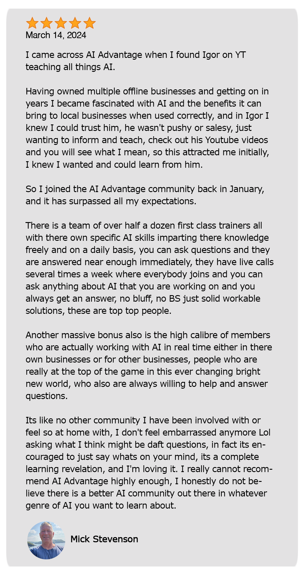 Community Testimonial